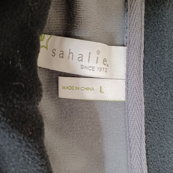 Sahalie Soft Cozy Fleece Gray Long Sleeve Cowl Neck Fleece Jacket with Pockets L - Picture 5 of 9